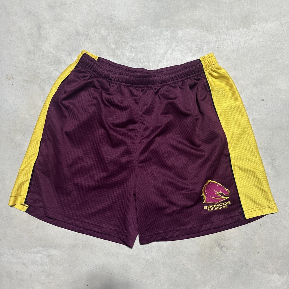 VTG 2004 ISC MEN'S RUGBY LEAGUE BRISBANE BRONCOS SHARKS SHORTS PANTALONES SZ L